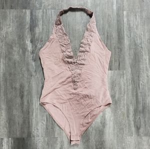 Dust Mauve Lace Detailed F21 Bodysuit